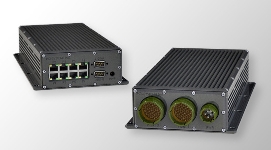 16 channel conduction cooled router/switch based on Juniper's LN 1000 router and PCI-Systems managed conduction cooled Gigabit Ethernet switch.